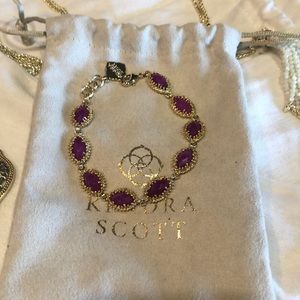 Kendra Scott gold Jana bracelet in purple jade